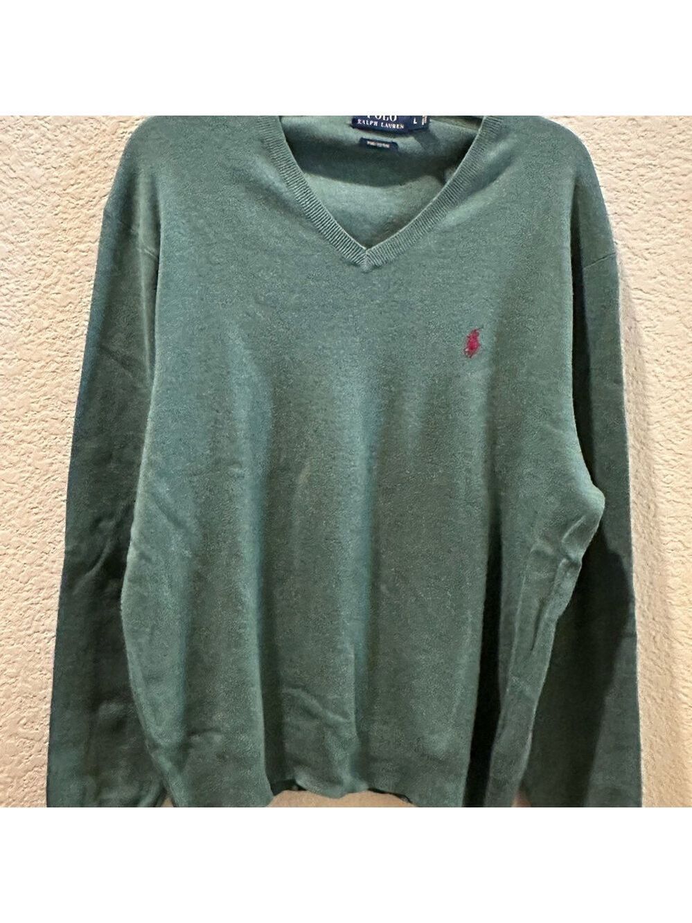 Ralph Lauren Polo Heather Green V-Neck Sweater
